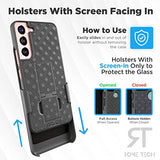 Rome Tech Funda con clip para cinturón para Samsung Galaxy S22 de 6.1 pulgadas [solamente] Combo de funda delgada y resistente, funda resistente para teléfono con soporte compatible con Samsung Galaxy S22, color negro