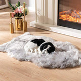 Alfombra de cama para mascotas felpa perros gatos, gris