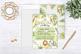 Invitaciones de ducha de bebé de la selva, elefante safari