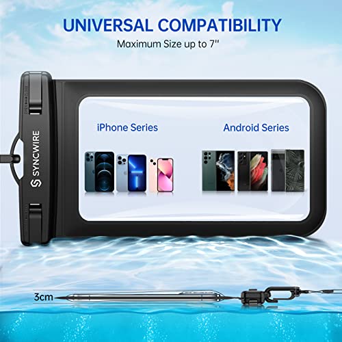 Syncwire Funda impermeable para teléfono [2 unidades] - Funda impermeable universal IPX8 2022 con cordón compatible con iPhone 13, 12, 11 Pro XS MAX XR X 8, 7, 6 Plus, Samsung S22 S20 más hasta 7 pulgadas