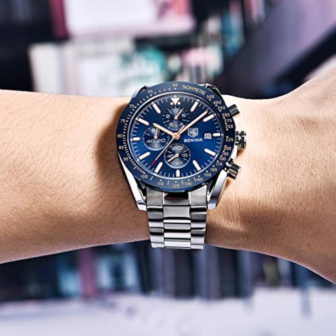 Reloj analógico cronógrafo de negocios de lujo