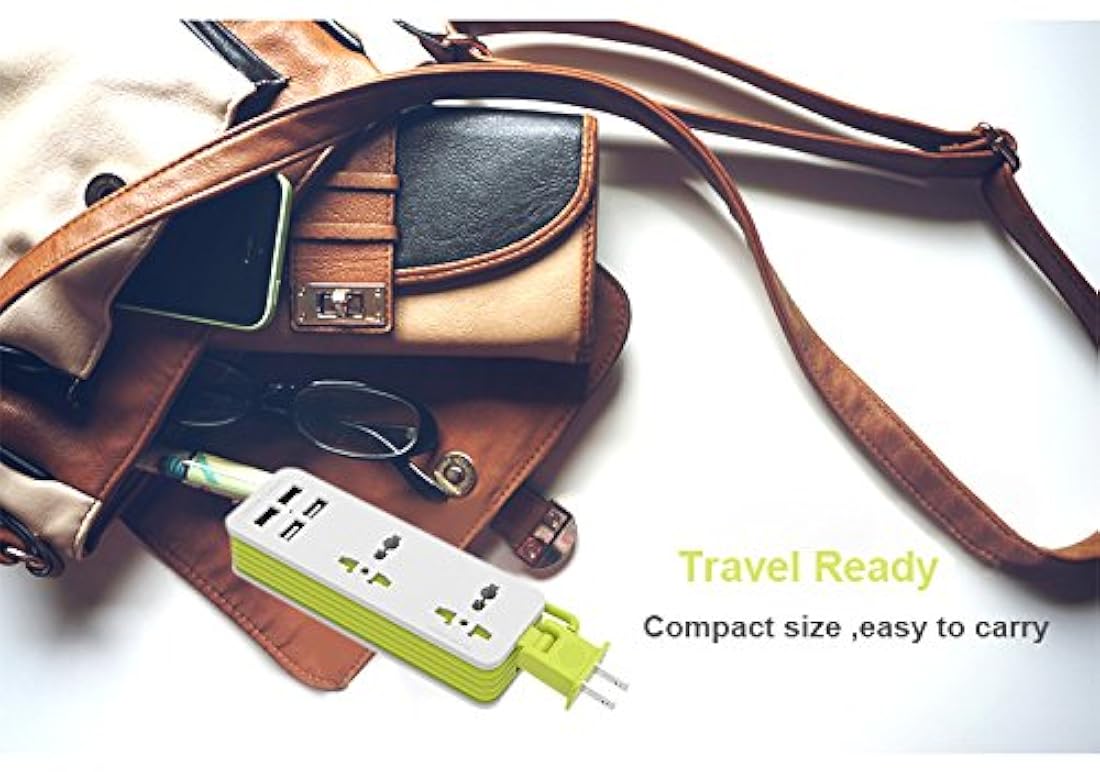 multifuncional Travel Power Strip, Verde
