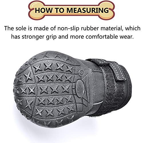 XSY&amp;G Botas para perro, zapatos impermeables para perros, botines para perros con suela reflectante resistente antideslizante y antideslizante, zapatos para perros medianos para exteriores 4 unidades, talla 1