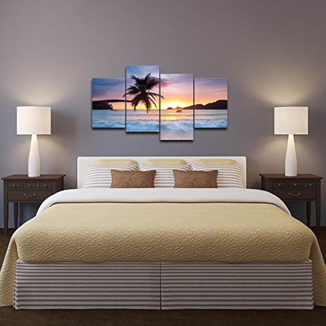 Playa tema 4 paneles Giclee Lienzos Sobre lona de paisaje