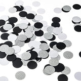 Confeti de estrella, corazón y círculo, Negro Blanco Plata