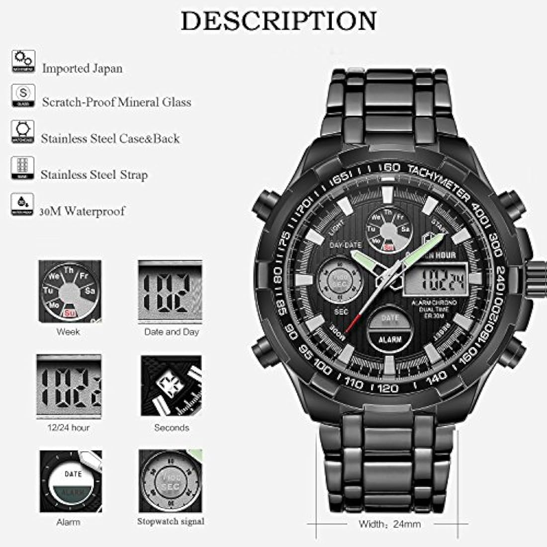 Relojes deportivos analógicos de cuarzo digital para hombre