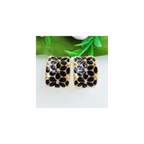 Aretes de estilo arco iris cuadrados chapados en oro de 18