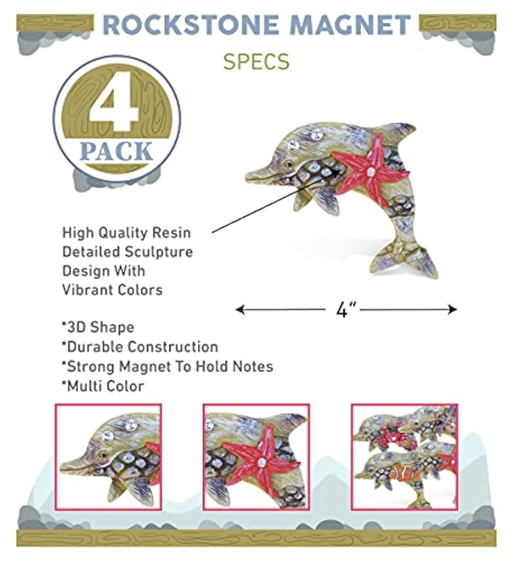 Imán de refrigerador Dolphin Rockstone – Ocean Life Tema –