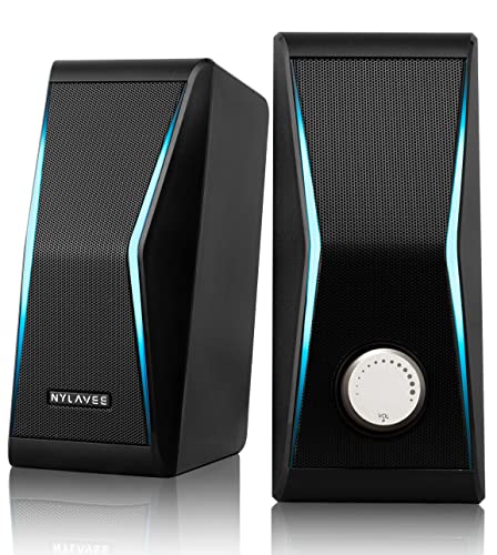 Altavoces de computadora, altavoces estéreo de alta fidelidad con USB, altavoces de computadora RGB dinámicos para escritorio, conexión auxiliar Bluetooth de 5.0 y 0.138&nbsp;in, 4 unidades de altavoz doble magnético y 2 diafragmas de graves extra