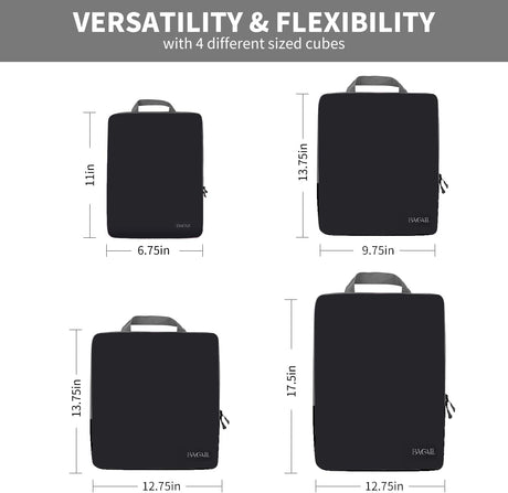 Cubos de compresión BAGAIL 4 Set Accesorios de viaje