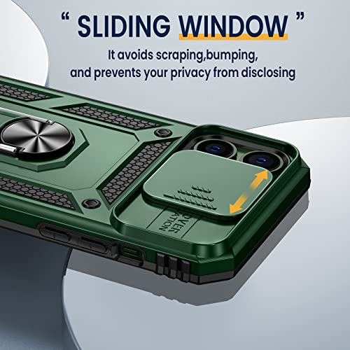 Funda para iPhone 13 Pro Max con soporte para cámara deslizante y soporte de grado militar resistente con soporte magnético para iPhone 13 Pro Max 6.7