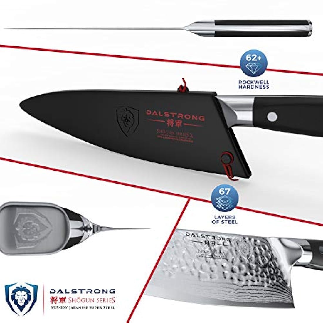 DALSTRONG  cuchillo chef con acabado martillado con funda