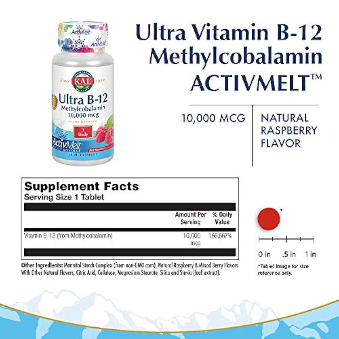 Ultra B-12 Methylcobalamin ActivMelt Kal 30 Micro tabletas