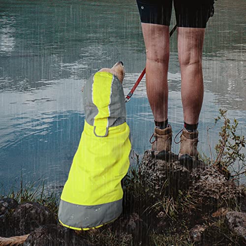 IECOii Chubasquero ajustable para perros con rayas reflectantes, abrigo de lluvia para perros con capucha, abrigo impermeable ligero para perros, impermeable para perros con calcomanía mágica, impermeable para mascotas para perros medianos y grandes