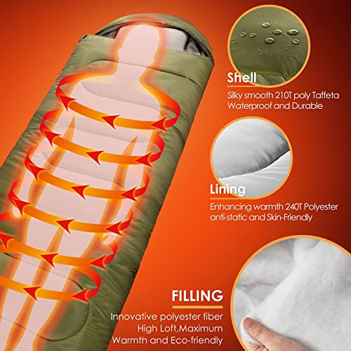 Saco de dormir para adultos XL para clima frío con saco