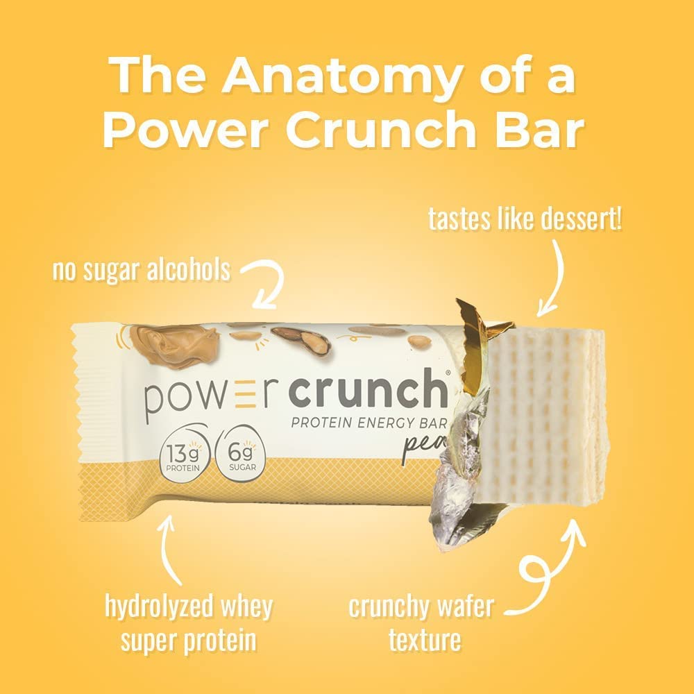 Power Crunch Bar, Snack Proteico con Sabor, Peanut Butter Crème, 12 Uds
