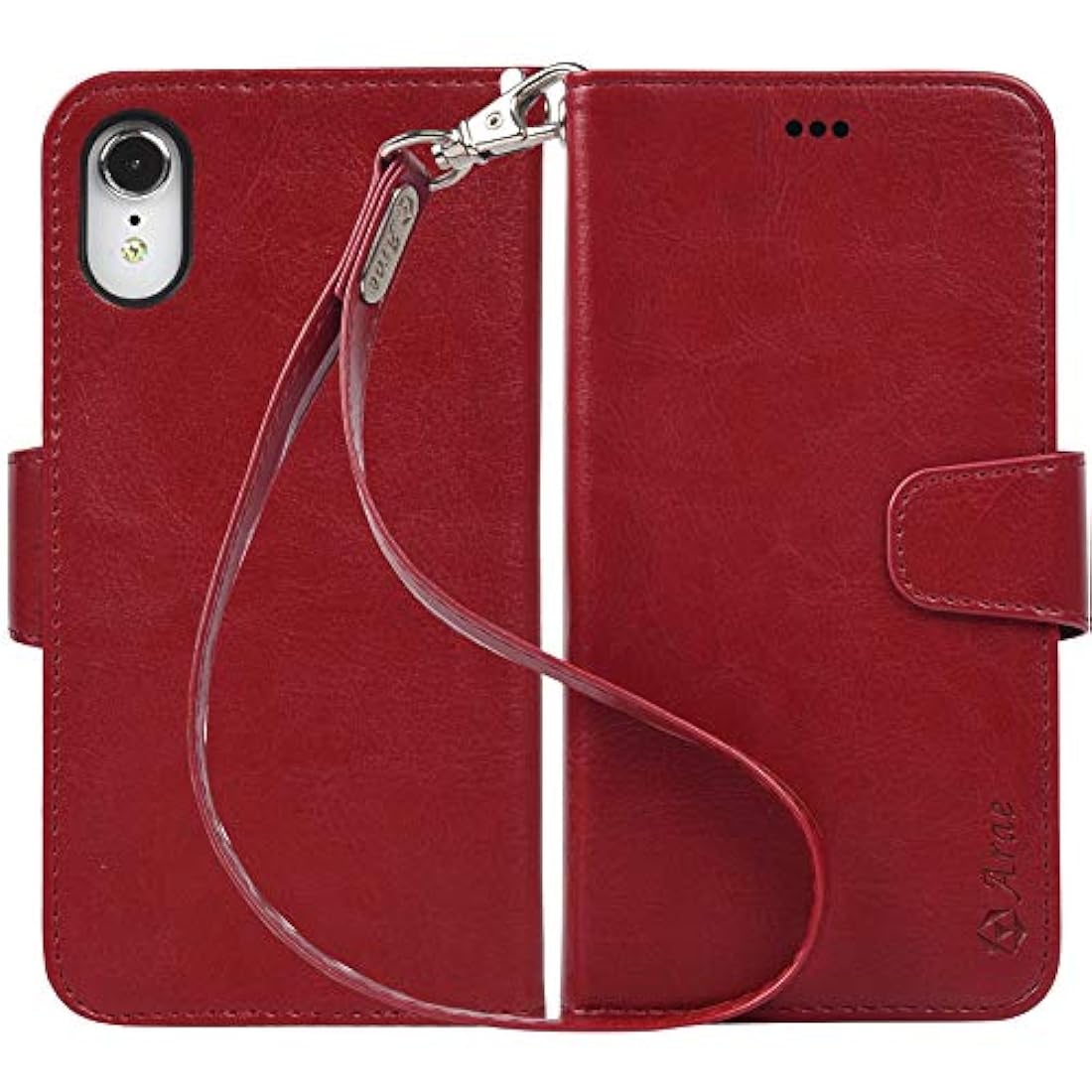 Arae - Funda tipo cartera para iPhone XR de piel sintética