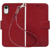 Arae - Funda tipo cartera para iPhone XR de piel sintética