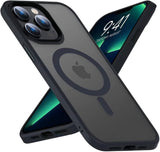 MGNAOOI - Funda magnética para iPhone 13 Pro, calidad militar probada, apta MagSafe, posterior translúcido mate, teclas de aleación de aluminio, antihuellas, caídas y arañazos, 6.1&nbsp;pulgadas, negra