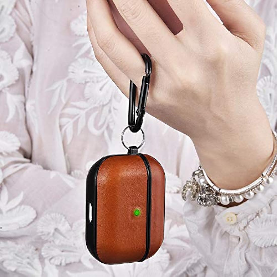 V-MORO - Funda de piel compatible con Airpods Pro Marrón