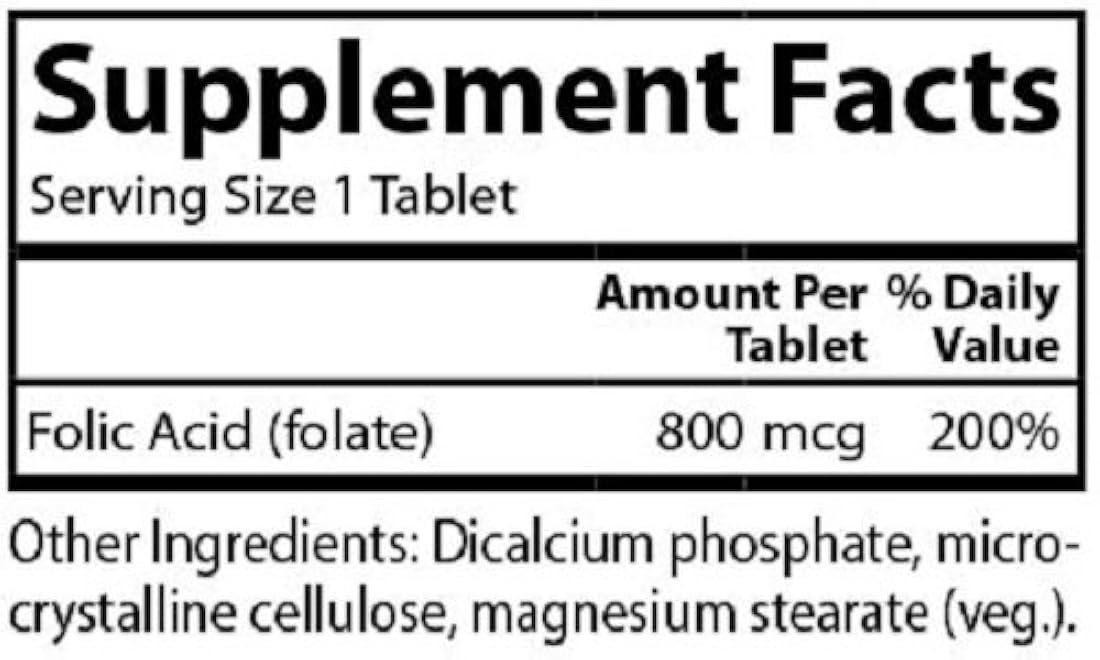 Carlson Labs Ácido fólico, 800 mcg, 088395026638, 1