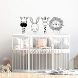 set de 4 pegatinas de vinilo para pared, diseño de león de jirafa de conejo cebra