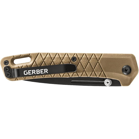 Cuchillo de bolsillo plegable, hoja de borde liso marrón