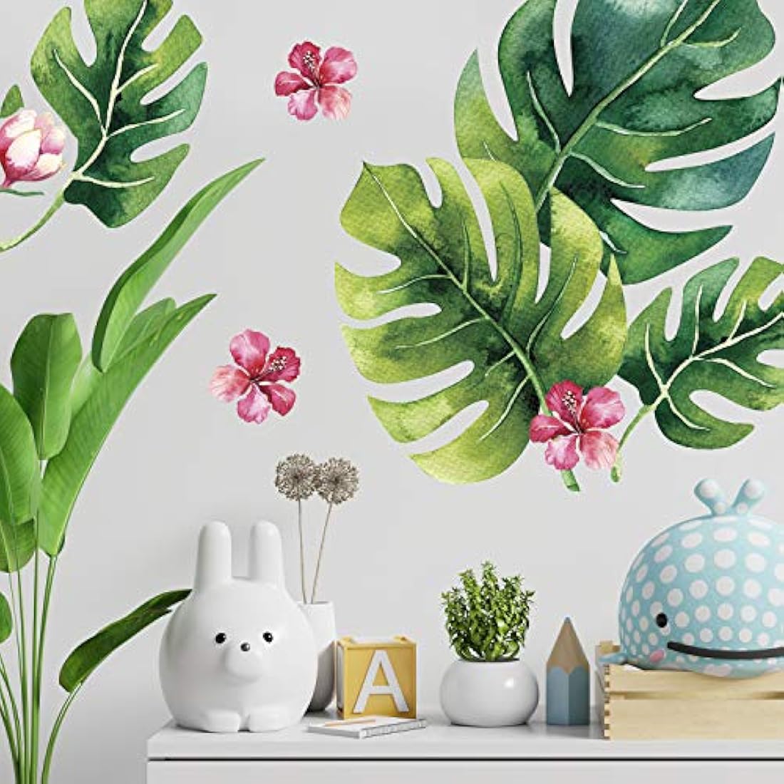 Pegatinas de pared con diseño de hojas de palma tropicales