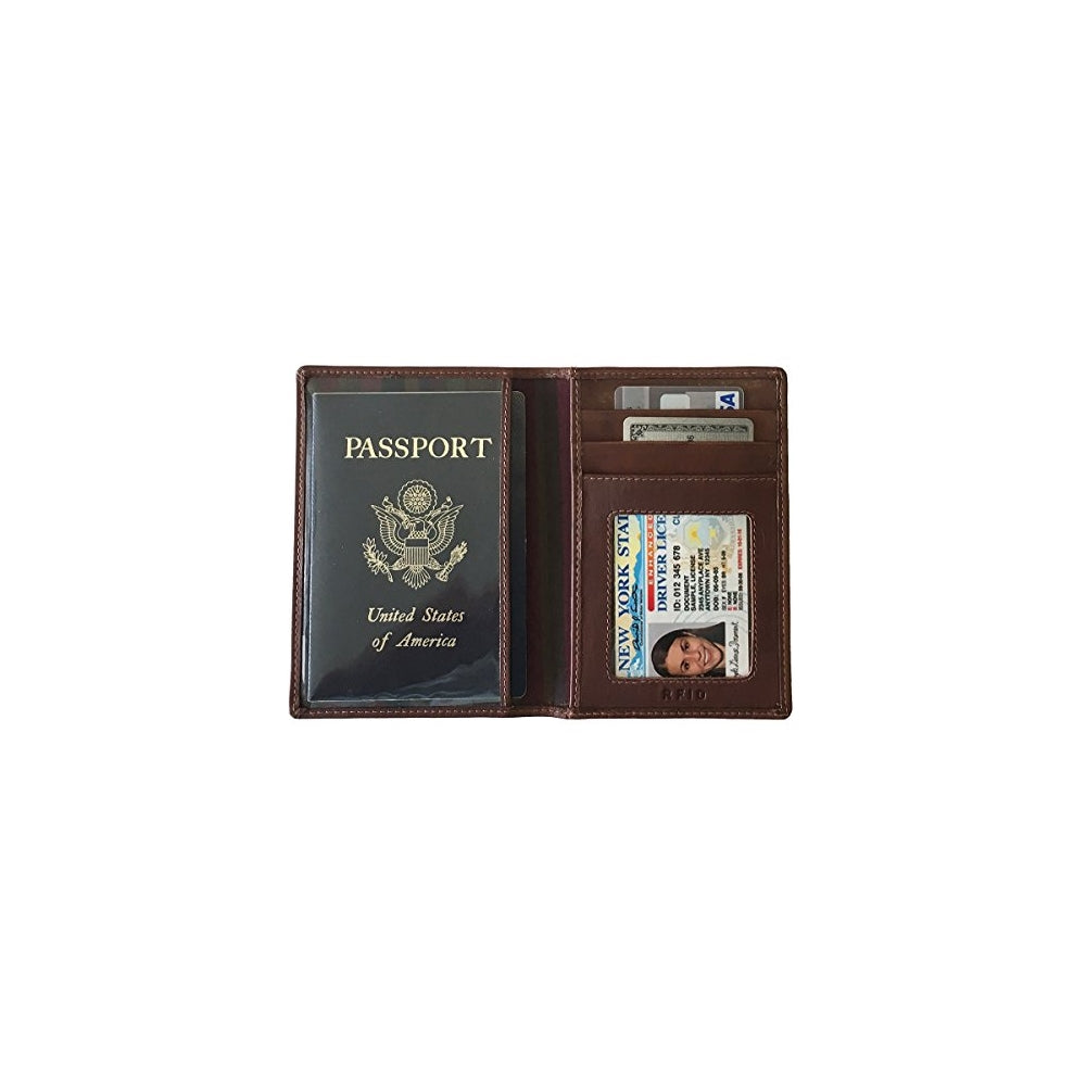 Porta Documentos y Tarjetas de piel para pasaporte marrón