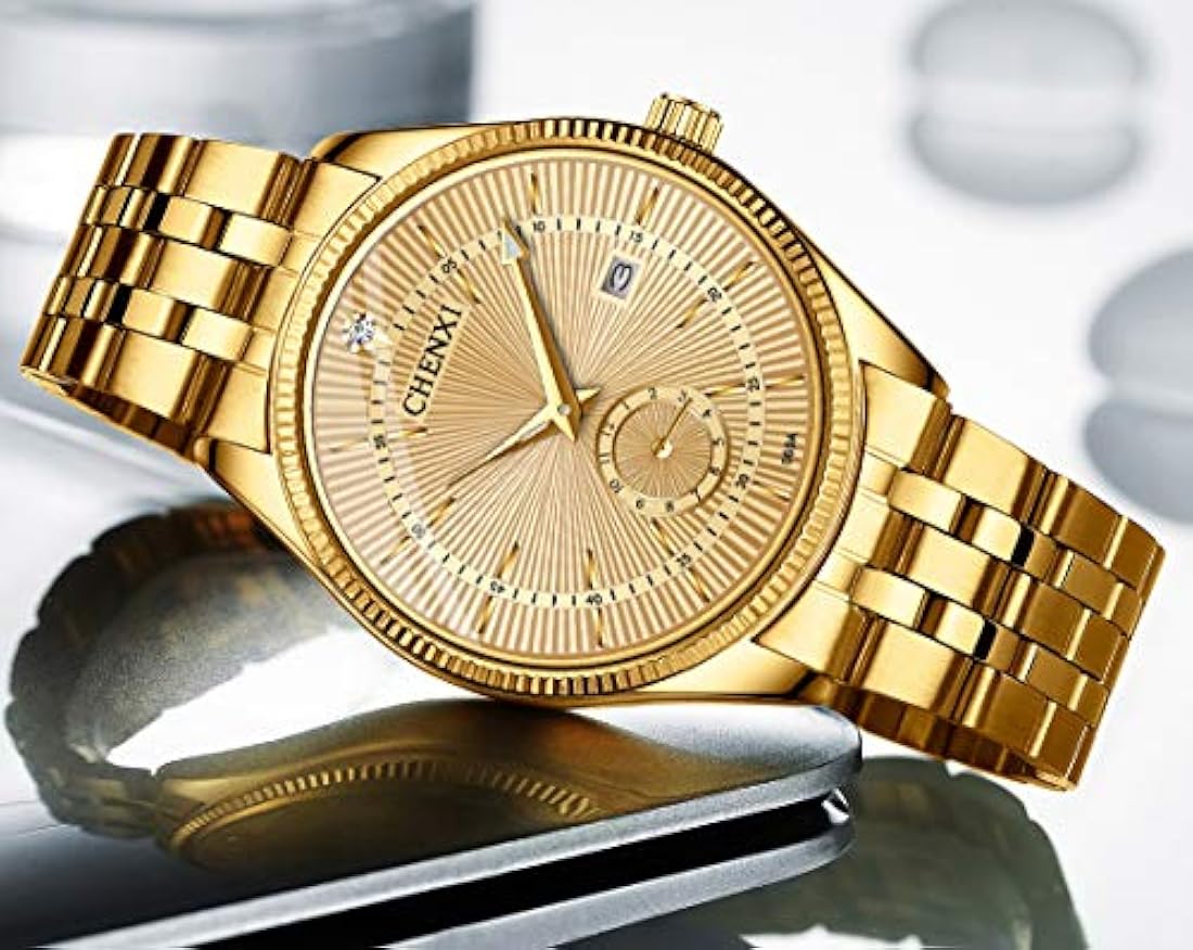 Fanmis - Reloj de pulsera analógico de cuarzo dorado