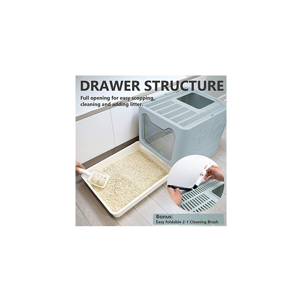 Caja de arena plegable para gatos con tapa, orinal cerrado