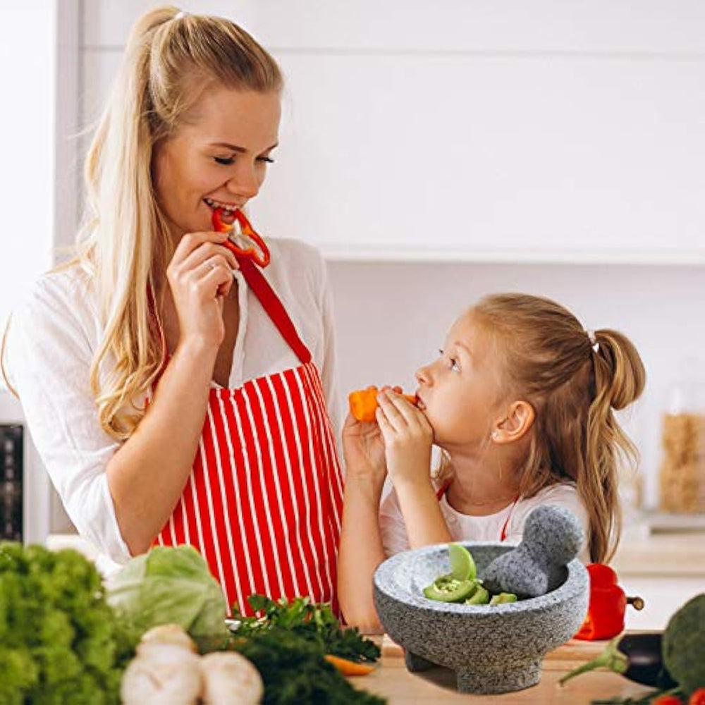 Set de mortero y maja de granito tazón de guacamole Molcajet