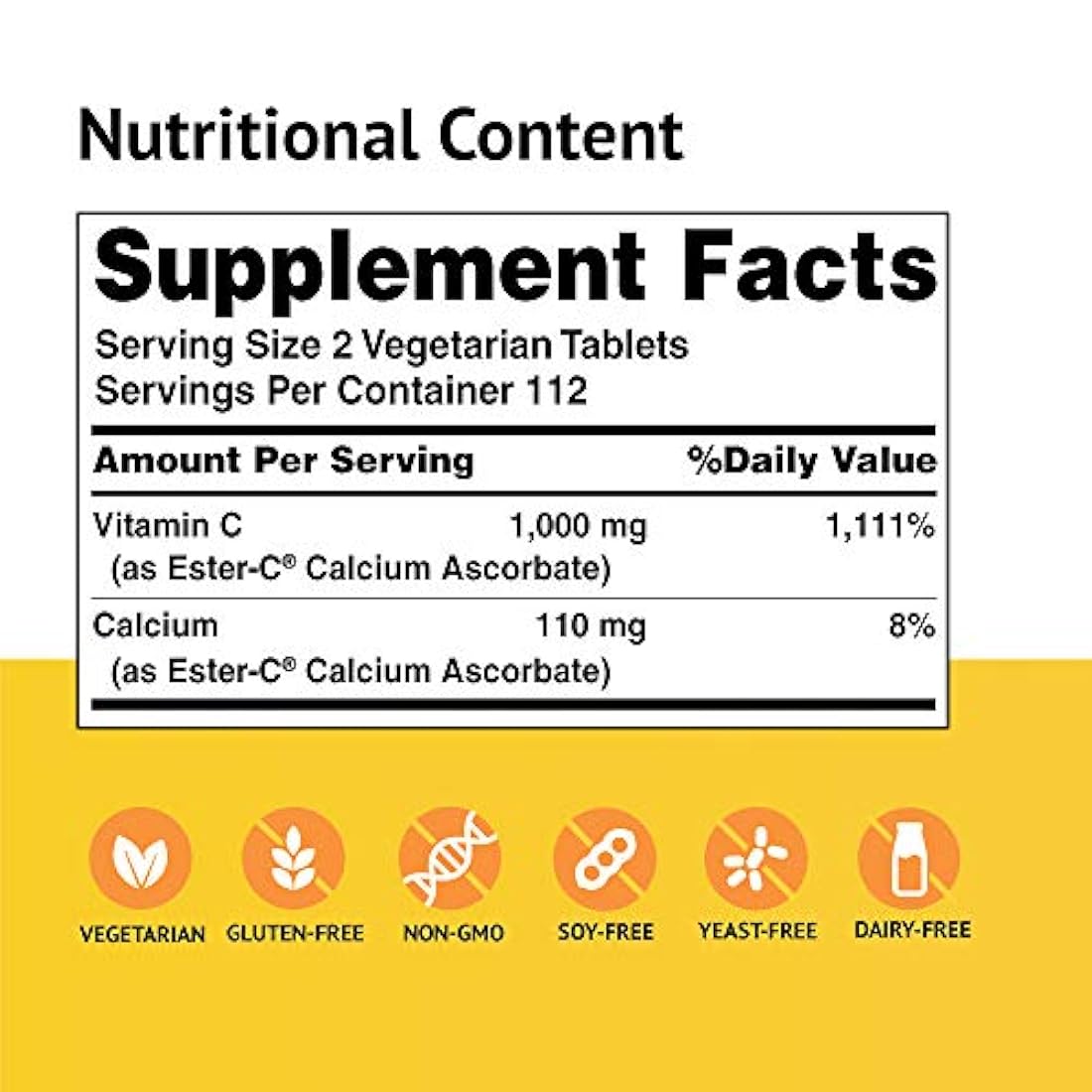 Tabletas vegetarianas American Health Ester-C – 24 horas de apoyo inmunológico, suave en el estómago, vitamina C no ácida, sin OMG, sin gluten, vegano, 500 mg, 225 unidades, 112 porciones