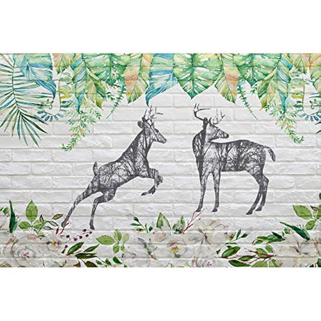 Mural de pared Ciervo elegante en fondo rústico de ladrillo