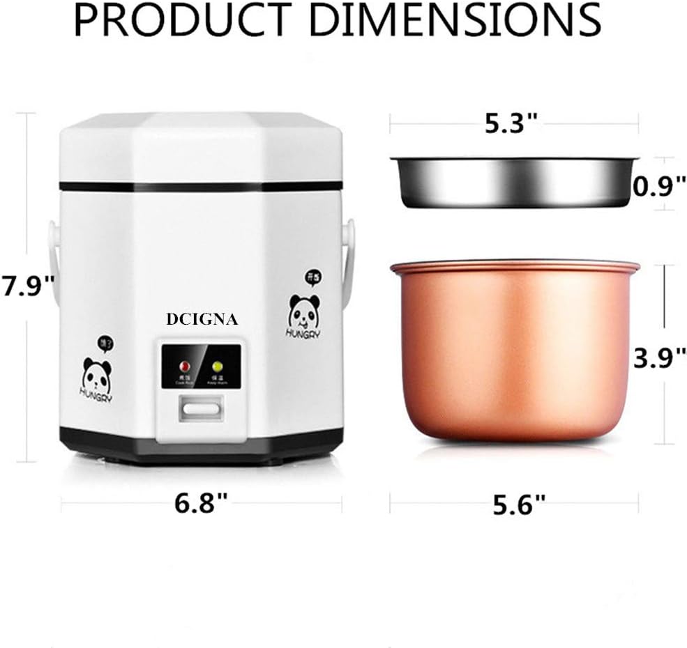 Olla arrocera 1.2L, portátil, antiadherente, para 1-2 personas
