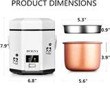 Olla arrocera 1.2L, portátil, antiadherente, para 1-2 personas