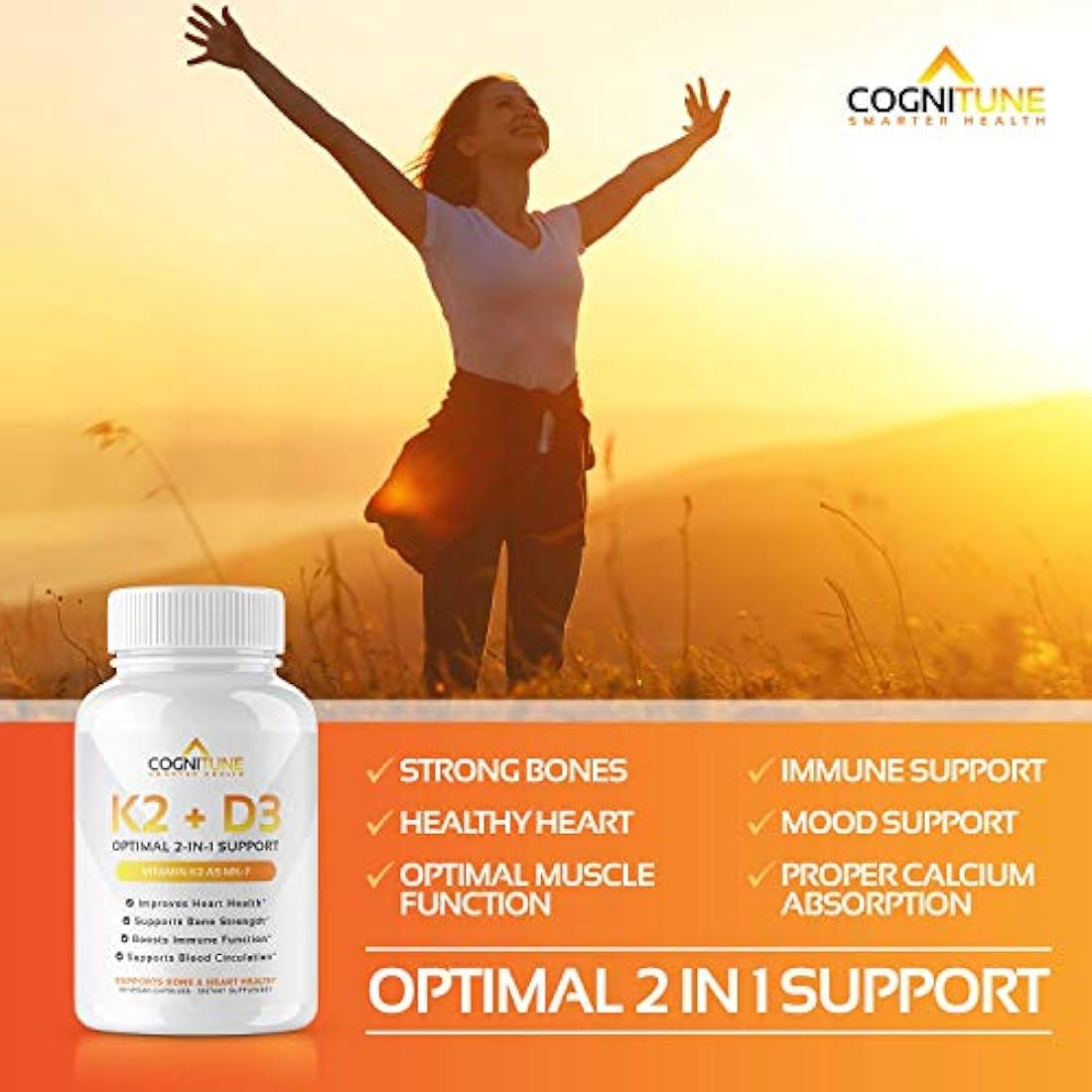 Vitamina K2 (MK7) con suplemento D3
