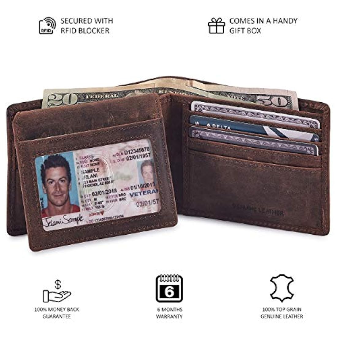COCHOA Cartera plegable elegante con bloqueo RFID de viaje