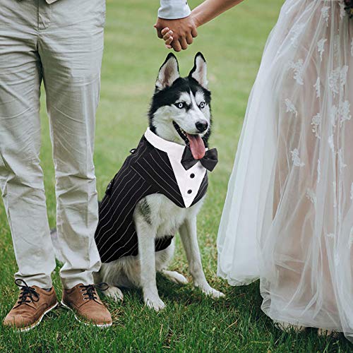 DISFRAZ estilo esmoquin Dog Tuxedo Dog Suit and Bandana Set, Dogs Tuxedo Wedding Party Suit, Dog Prince Wedding Bow Tie Shirt Formal Dog Weeding Attire for Large and Medium Dogs Golden Retriever Samo Bulldogs