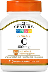 Vitamina C 500 mg masticable, 110 tabletas, 21st Century