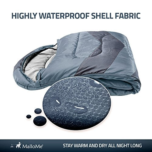 MalloMe Sleeping Bags for Adults &amp; Kids - Ultralight Backpacking Sleeping Bag for Hiking Cold Weather &amp; Warm - Lightweight Compact Camping Gear Equipment Summer &amp; Winter - Girls Boys 1 &amp; Double 2 Person