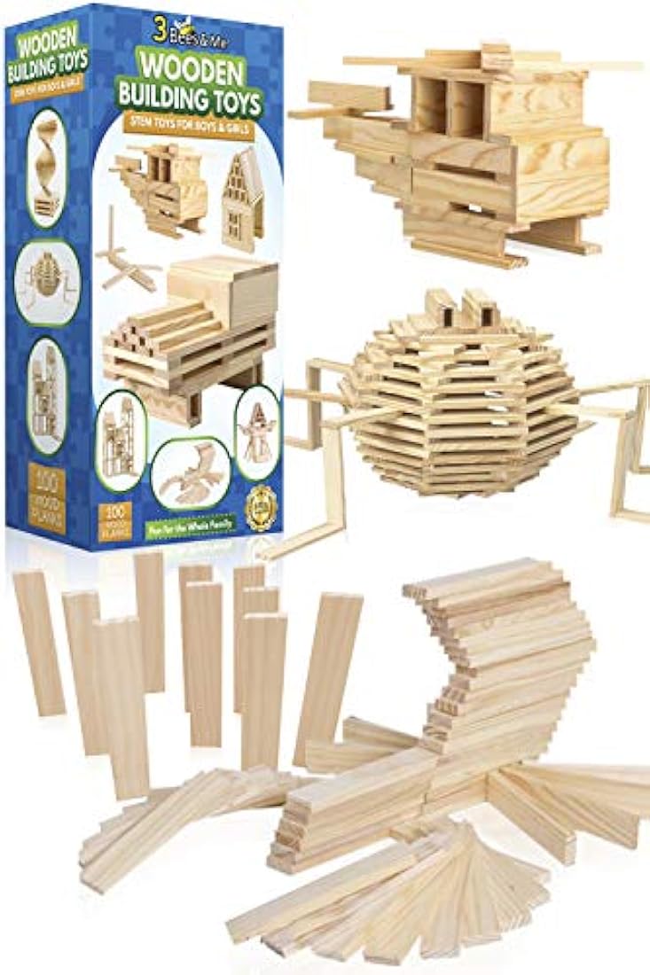 Juguetes STEM para niños 100 piezas de tablones de madera