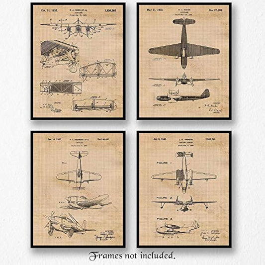 Impresiones de carteles de patente de avión vintage, (8x10)