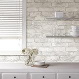 Papel pintado de ladrillo blanco con adhesivo