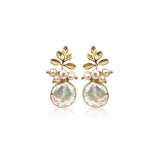 Aretes colgantes de oro de 18 quilates con perlas grandes