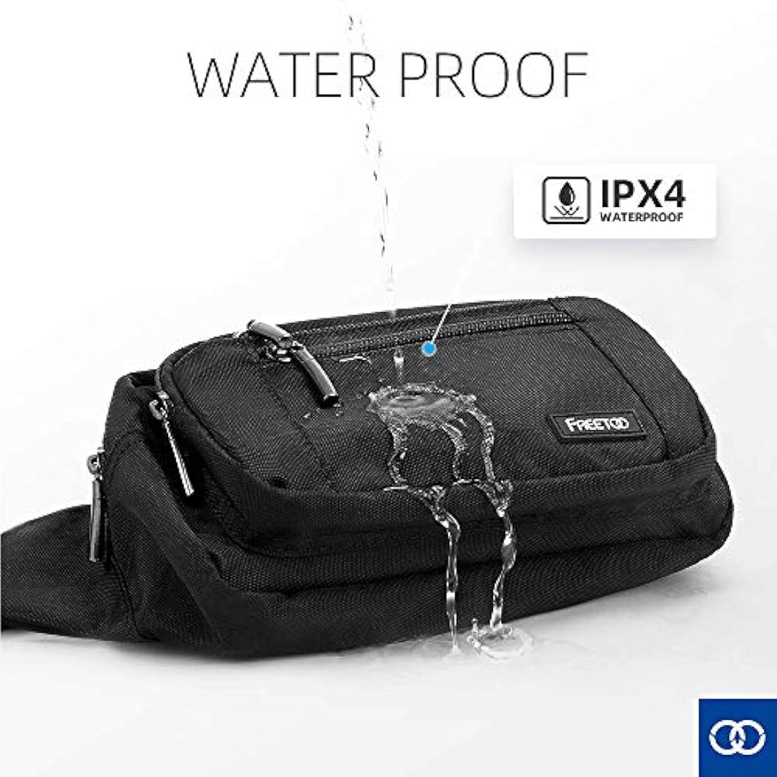 Cangurera unisex con correa ajustable color negro. FREETOO