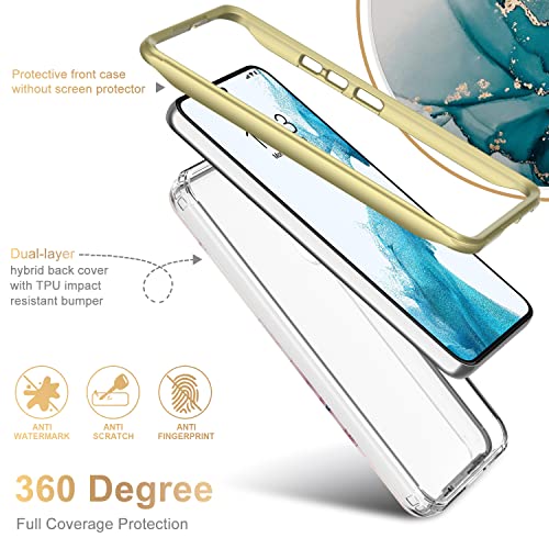 ESDOT Funda para Samsung Galaxy S22, grado militar, prueba de caídas de 21 pies, funda resistente con diseños de moda para mujeres y niñas, funda protectora para Galaxy S22 de 6.1 pulgadas, mármol rosa turquesa