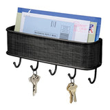 Soporte de pared para llaves y correo, doble cesta