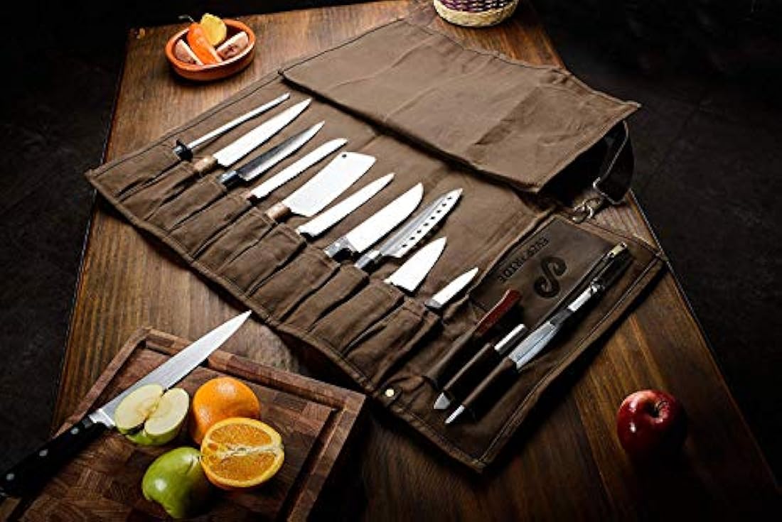 Bolsa para cuchillos de chef con capacidad para 10 cuchillos