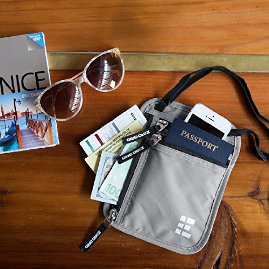 Portadocumentos de viaje con bloqueo RFID